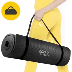 Mata do ćwiczeń fitness i jogi NBR 180 × 60 × 1,5 cm czarna