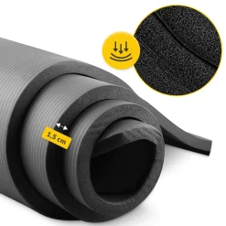 Mata do ćwiczeń fitness i jogi NBR 180 × 60 × 1,5 cm czarna