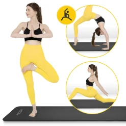 Mata do ćwiczeń fitness i jogi NBR 180 × 60 × 1,5 cm czarna