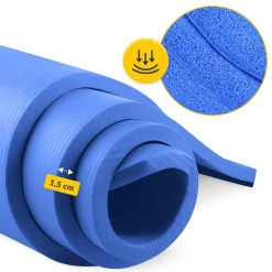 Mata do ćwiczeń fitness i jogi NBR 180 × 60 × 1,5 cm granatowa