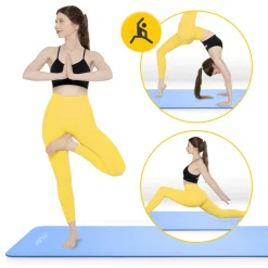 Mata do ćwiczeń fitness i jogi NBR 180 × 60 × 1 cm niebieska