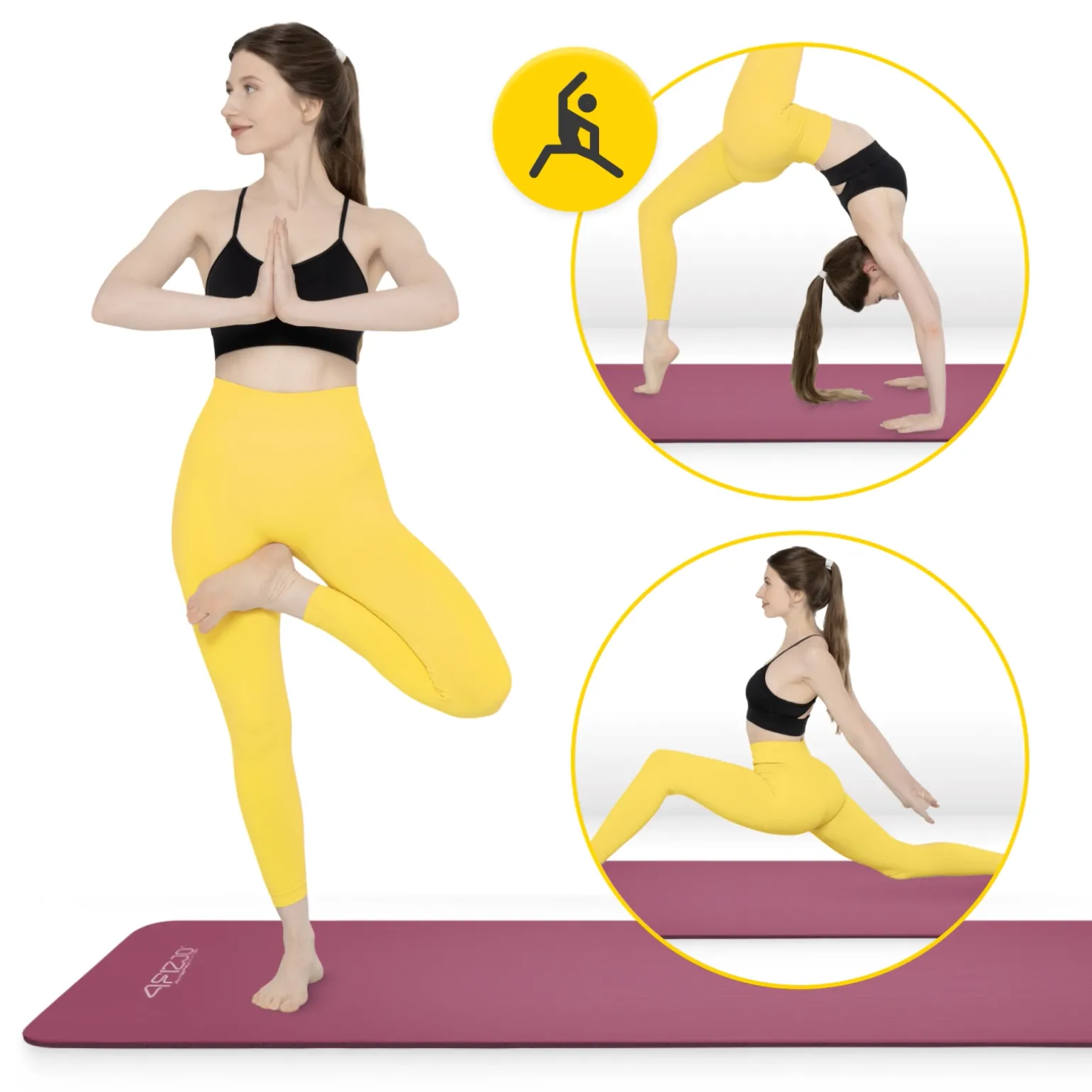 Mata do ćwiczeń fitness i jogi NBR 180 × 60 × 1 cm bordowa