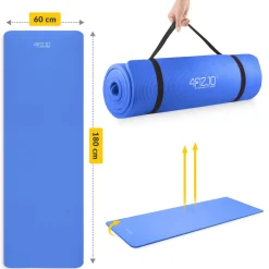 Mata do ćwiczeń fitness i jogi NBR 180 × 60 × 1 cm granatowa