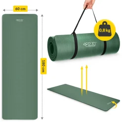 Mata do ćwiczeń fitness i jogi NBR 180 × 60 × 1,5 cm szałwiowa zieleń