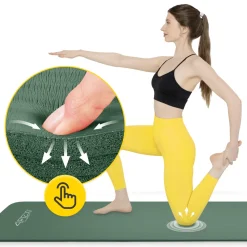 Mata do ćwiczeń fitness i jogi NBR 180 × 60 × 1,5 cm szałwiowa zieleń