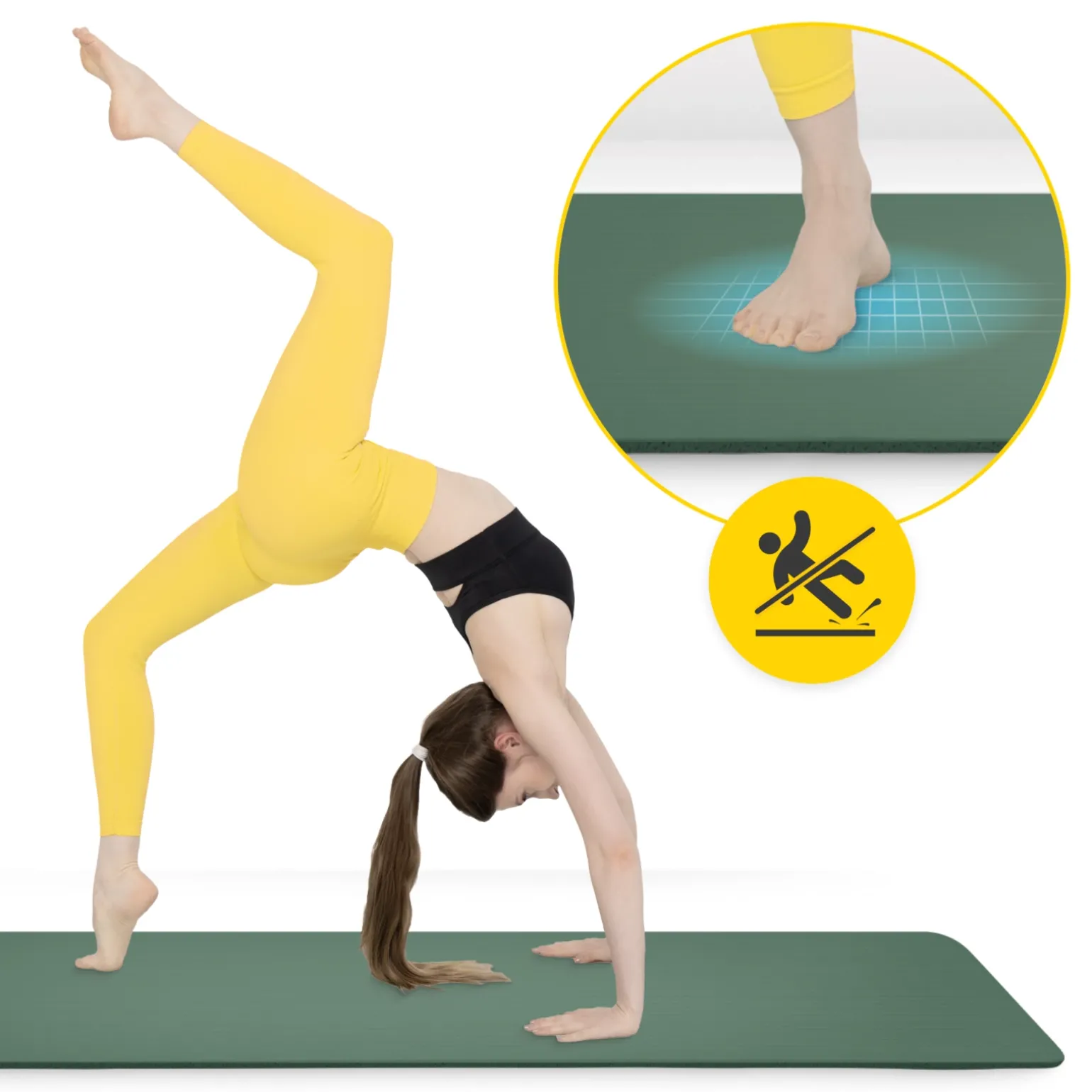 Mata do ćwiczeń fitness i jogi NBR 180 × 60 × 1 cm szałwiowa zieleń
