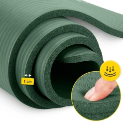 Mata do ćwiczeń fitness i jogi NBR 180 × 60 × 1 cm szałwiowa zieleń