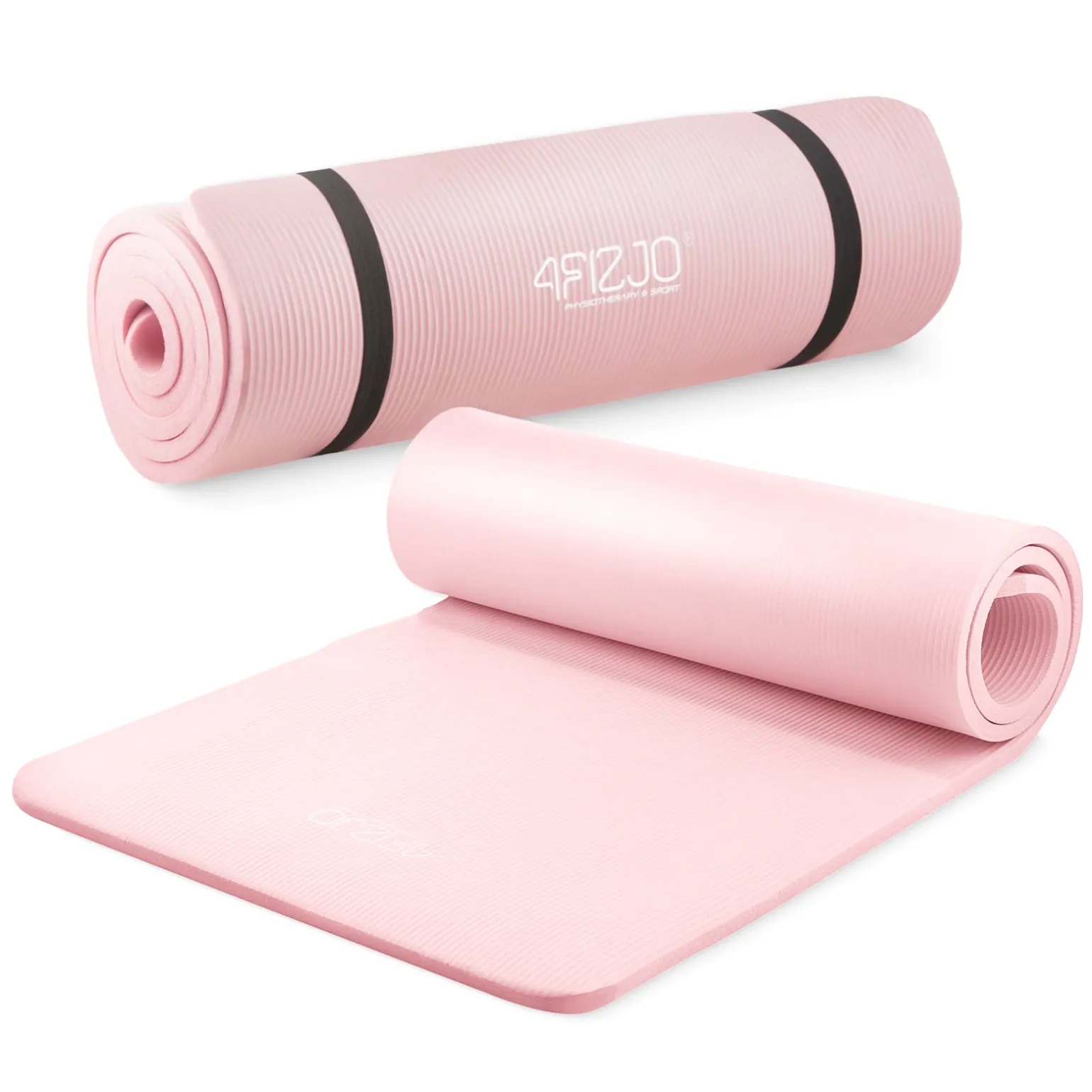 Mata do ćwiczeń fitness i jogi NBR 180 × 60 × 1 cm jasnoróżowa