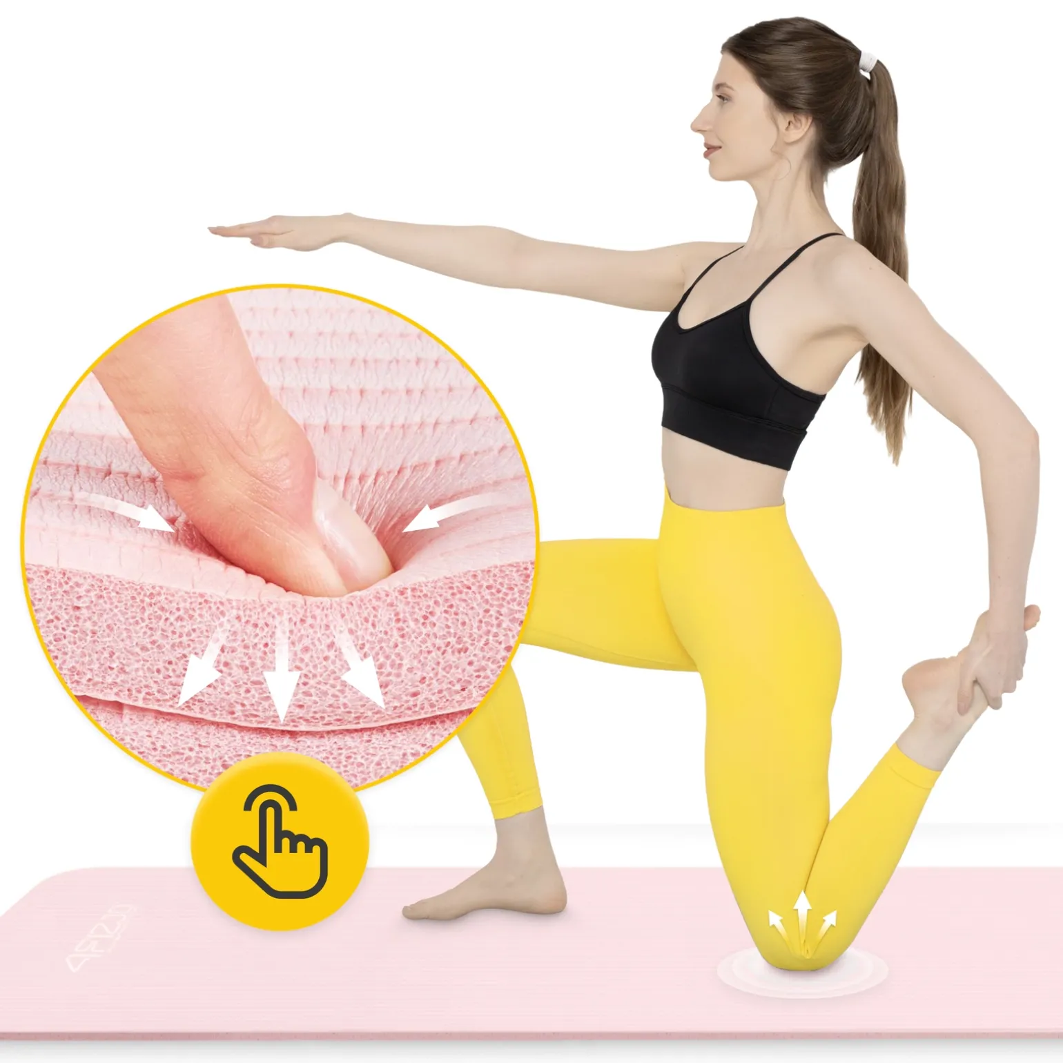 Mata do ćwiczeń fitness i jogi NBR 180 × 60 × 1 cm jasnoróżowa