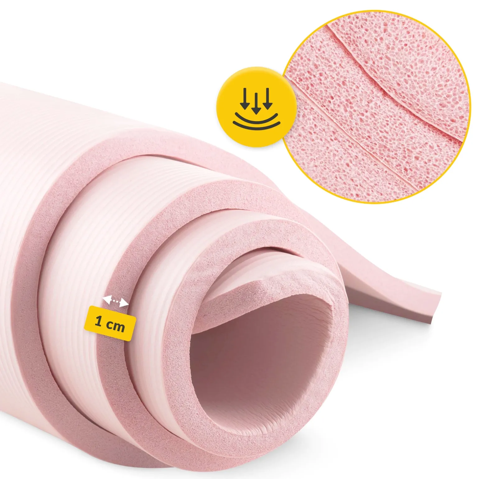 Mata do ćwiczeń fitness i jogi NBR 180 × 60 × 1 cm jasnoróżowa