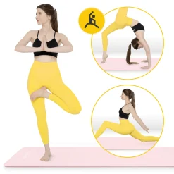 Mata do ćwiczeń fitness i jogi NBR 180 × 60 × 1 cm jasnoróżowa