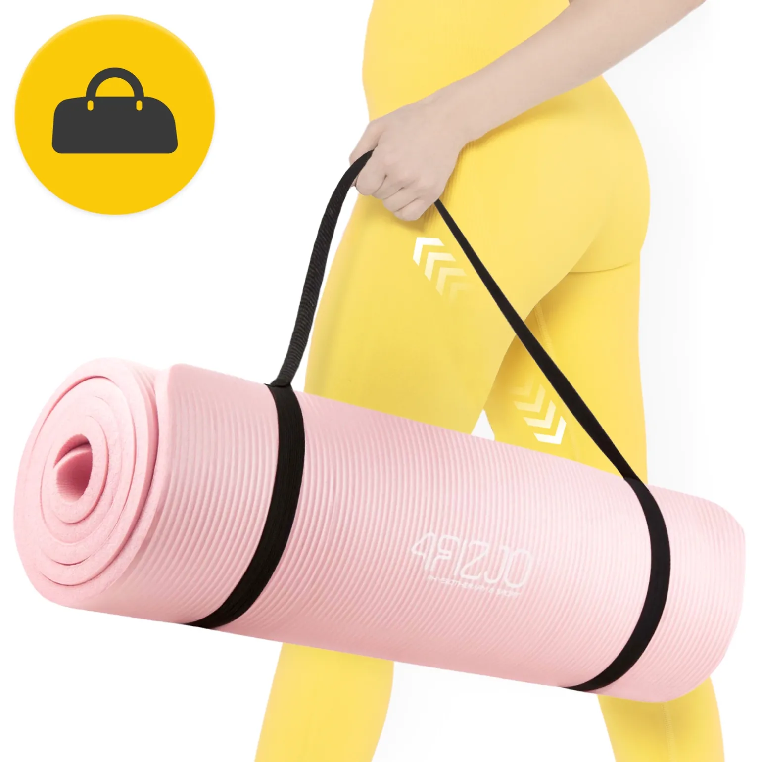 Mata do ćwiczeń fitness i jogi NBR 180 × 60 × 1 cm jasnoróżowa