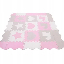 Mata edukacyjna dla dzieci puzzle 120 x 120 cm różowa