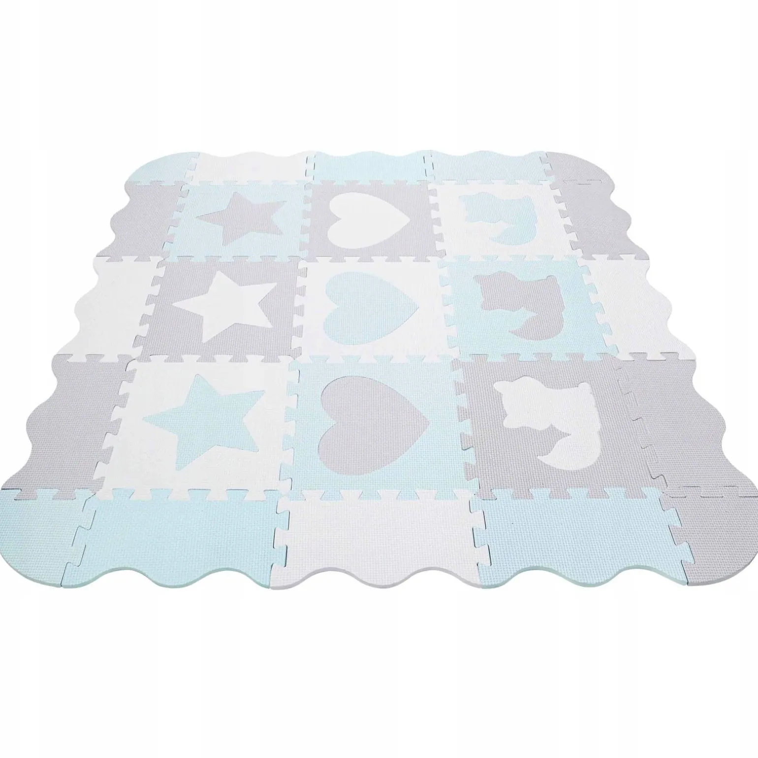 Mata edukacyjna dla dzieci puzzle 120 x 120 cm błękitna