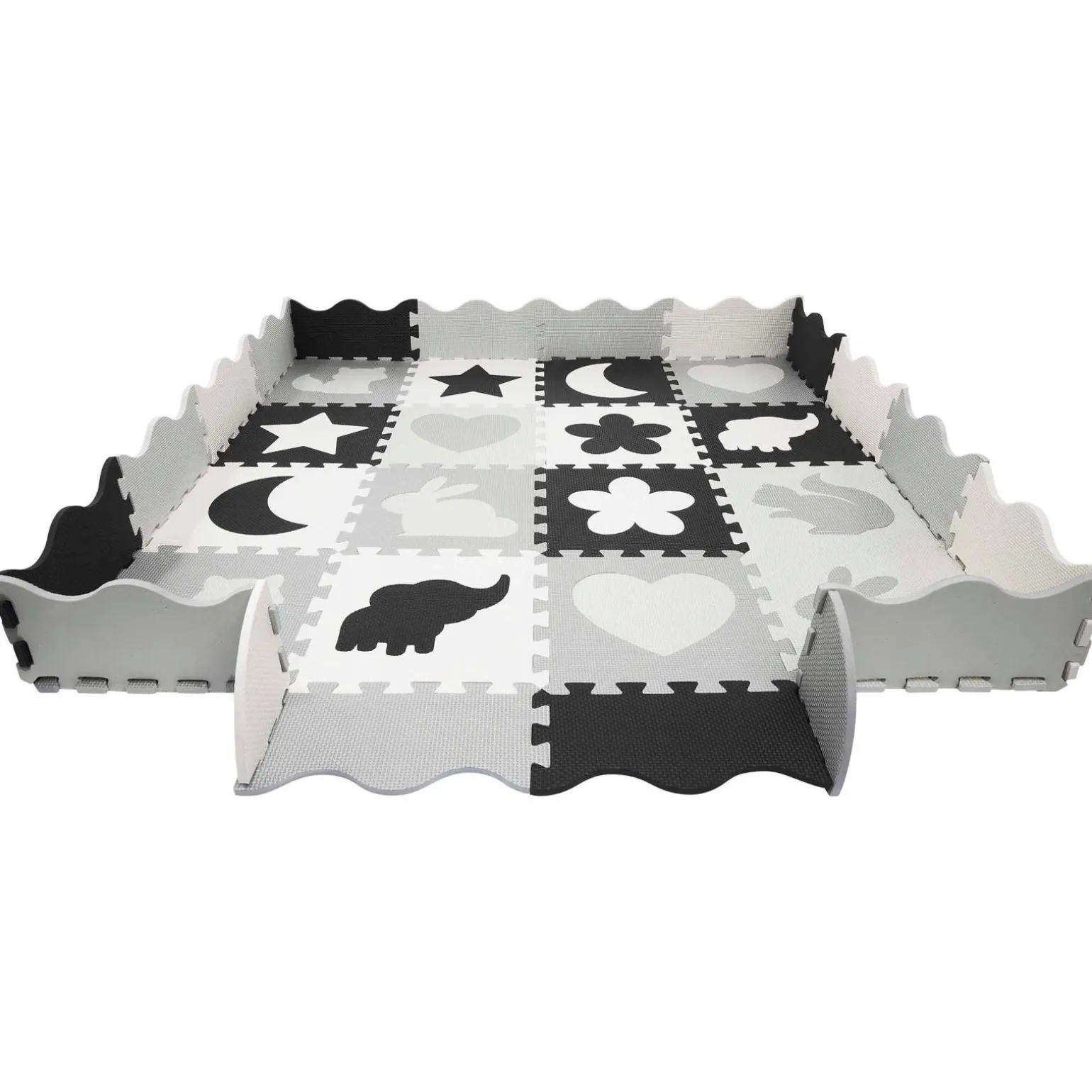 Mata edukacyjna dla dzieci puzzle 150 x 150 cm szara