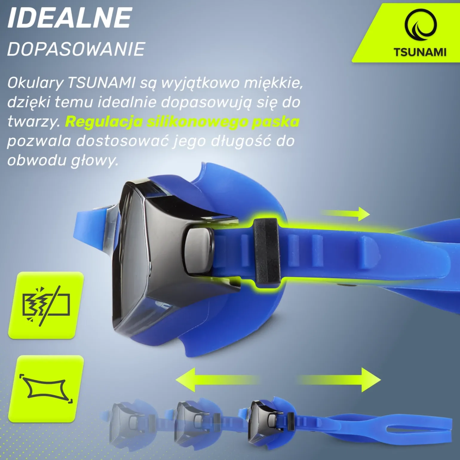 Okulary do pływania TSUNAMI niebieskie