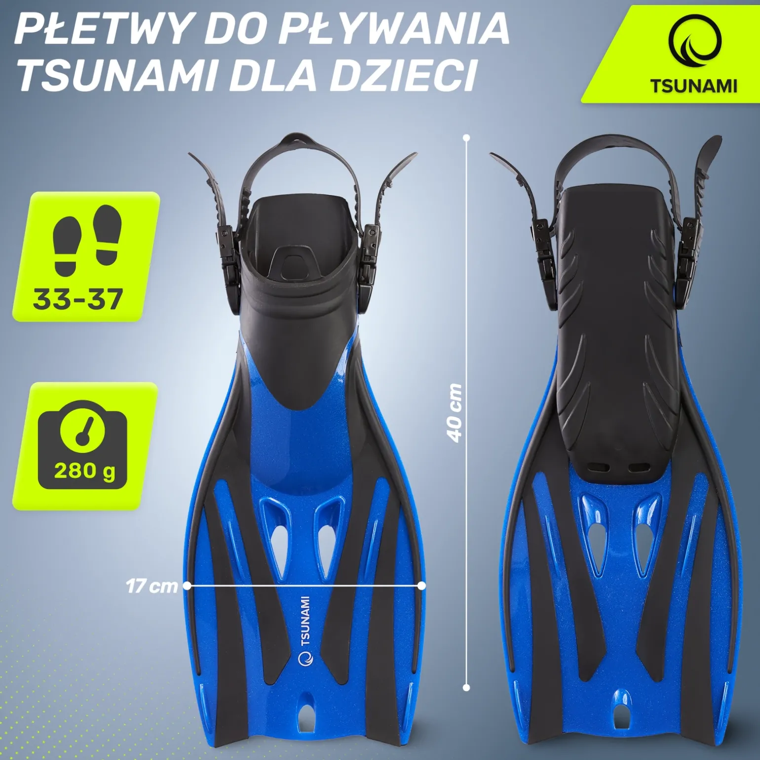Płetwy do nurkowania dla dzieci TSUNAMI rozmiar 33-37