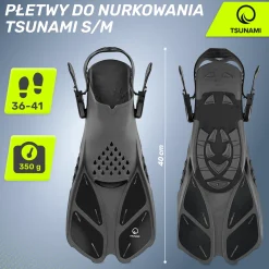 Płetwy do pływania TSUNAMI S/M szare