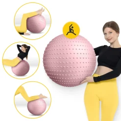Piłka rehabilitacyjna z kolcami 65 cm różowa