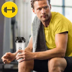 Shaker sportowy PRO do odżywek z siateczką 650 ml