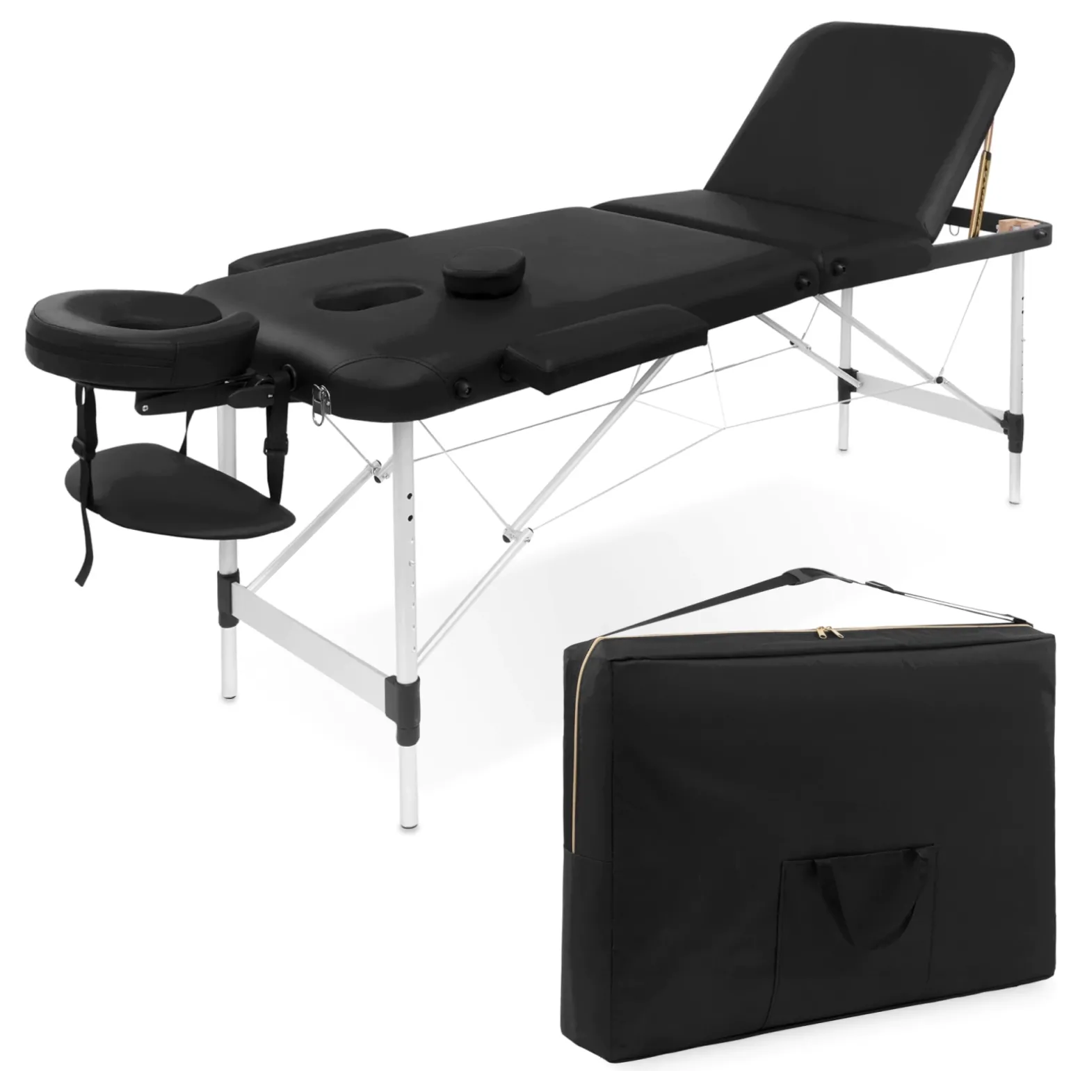 Stół do masażu aluminiowy z regulacją blatu 60 cm czarny