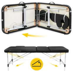 Stół do masażu aluminiowy z regulacją blatu 60 cm czarny