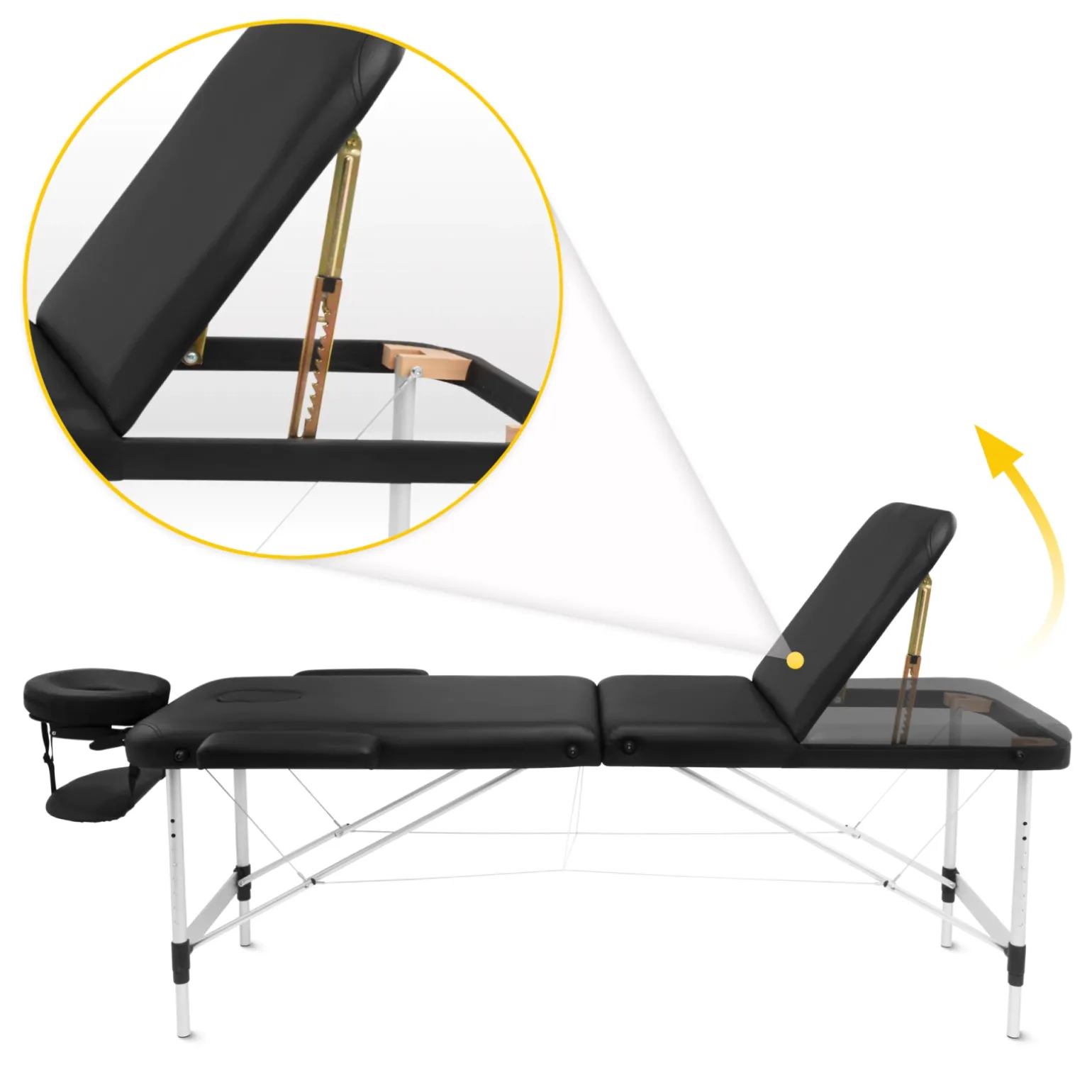 Stół do masażu aluminiowy z regulacją blatu 60 cm czarny
