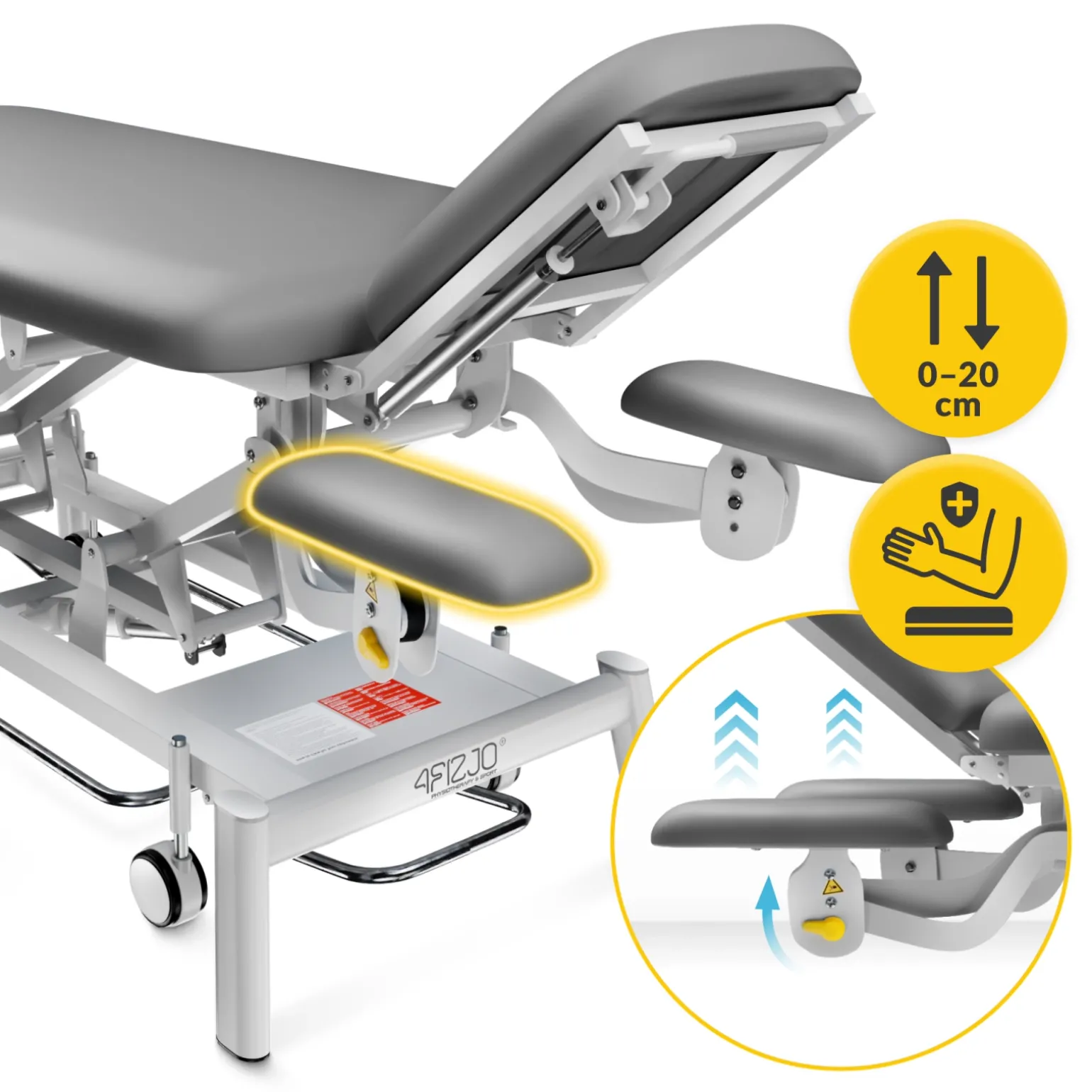 Stół do masażu i rehabilitacji elektryczny PURE+ szary