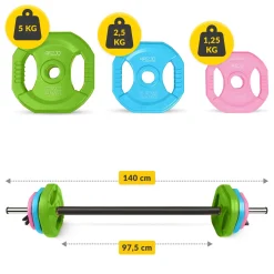 Sztanga treningowa z obciążeniem żeliwnym 20 kg