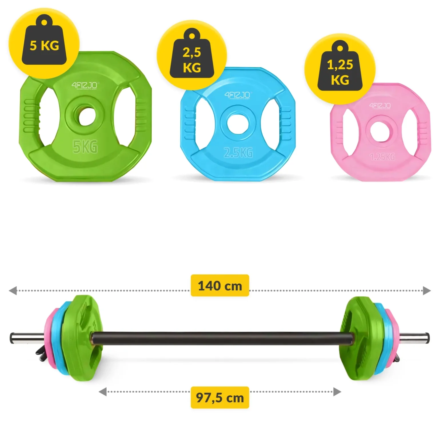 Sztanga treningowa z obciążeniem żeliwnym 20 kg