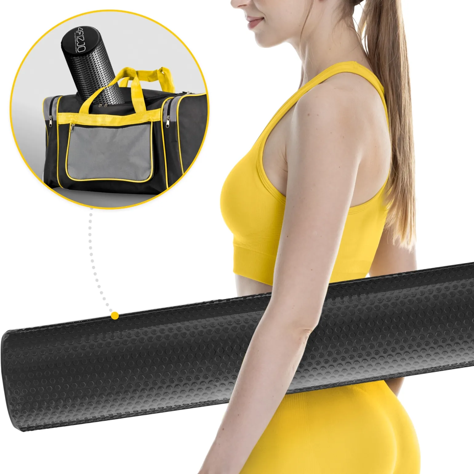 Wałek do masażu z wypustkami CARE+ 90 cm czarny