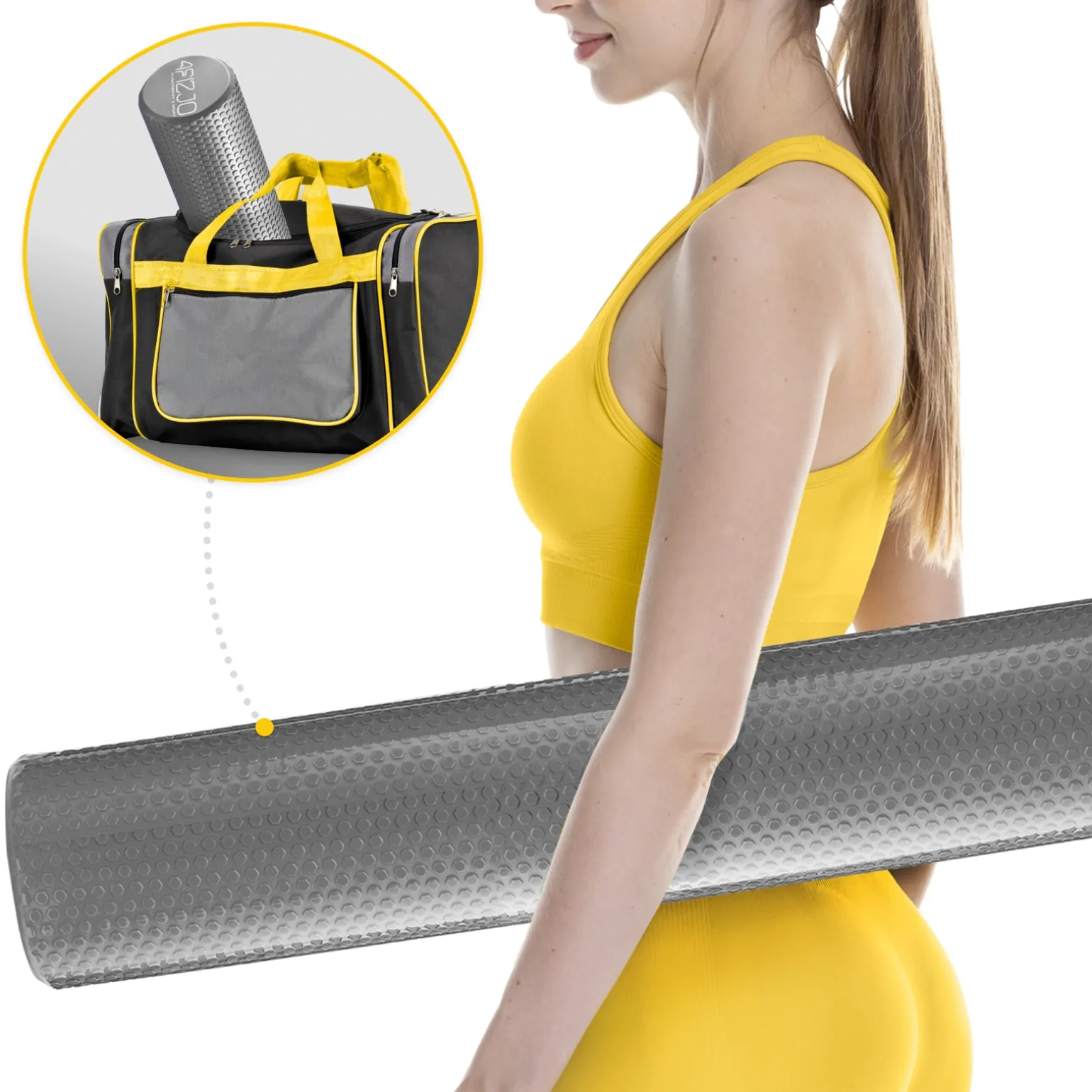 Wałek do masażu z wypustkami CARE+ 90 cm szary