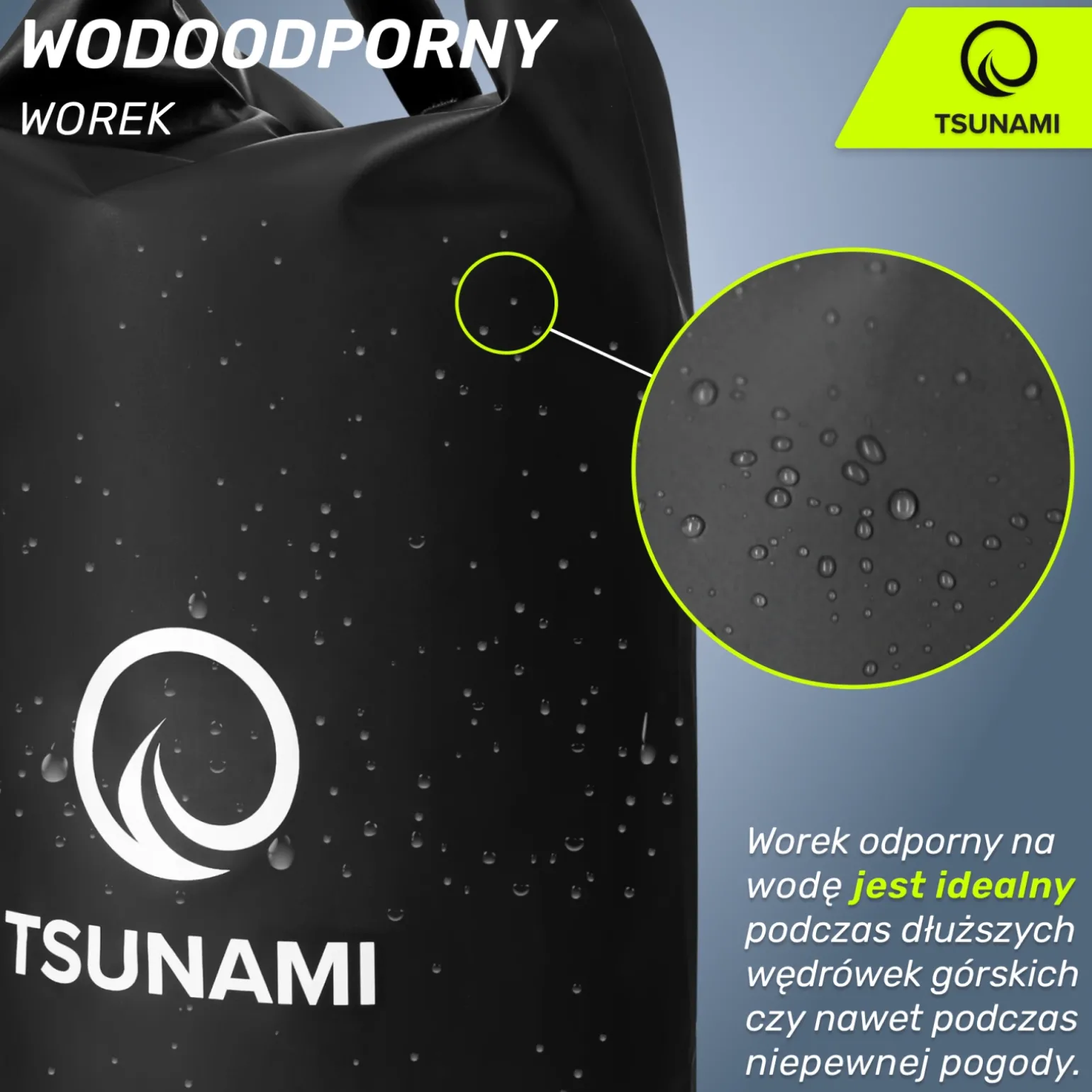 Worek wodoodporny 30 litrów TSUNAMI czarny