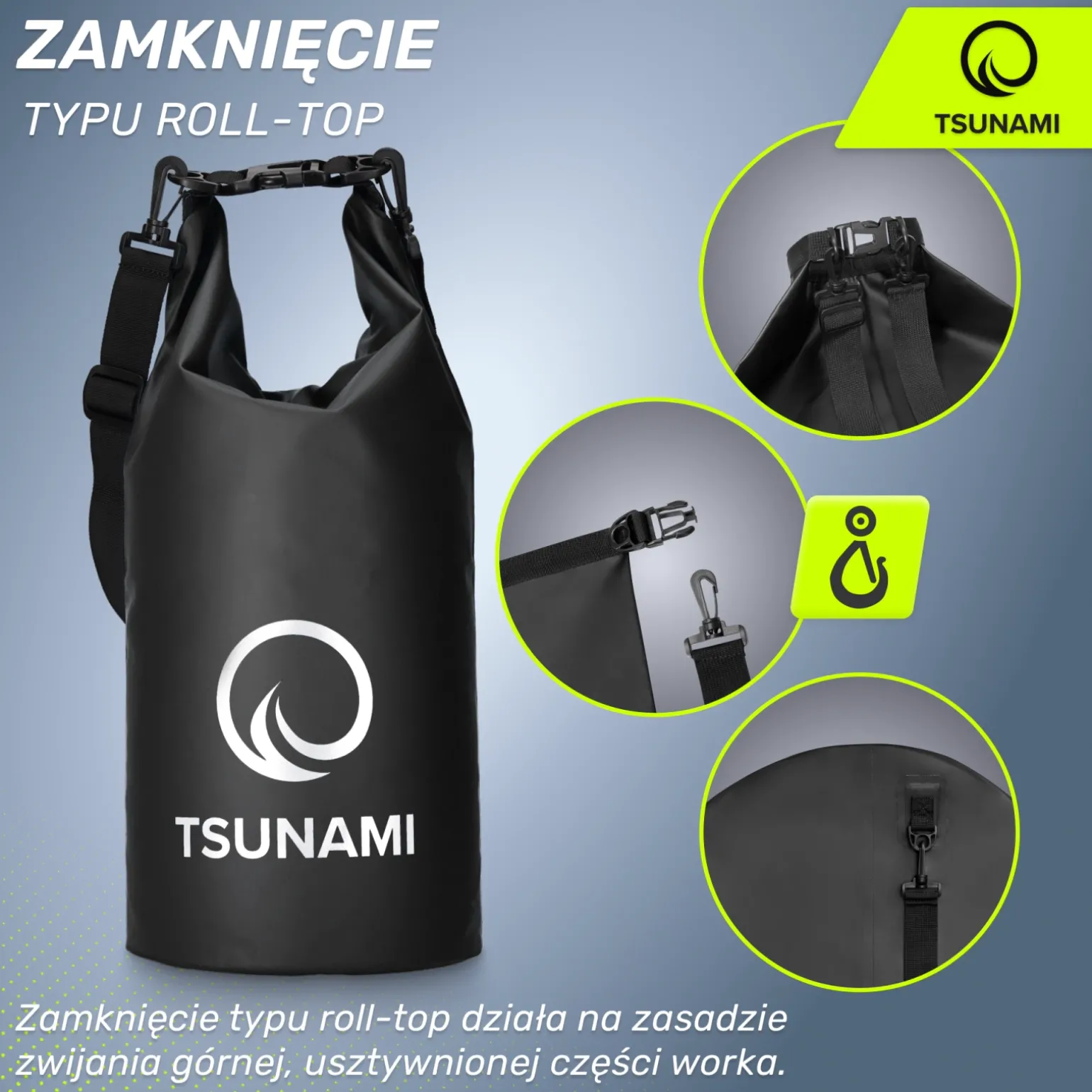 Worek wodoodporny 10 litrów TSUNAMI czarny