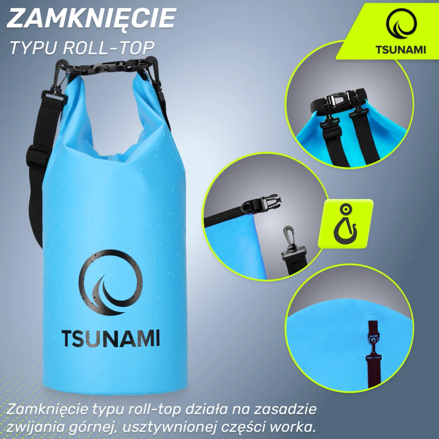Worek wodoodporny 10 litrów TSUNAMI niebieski