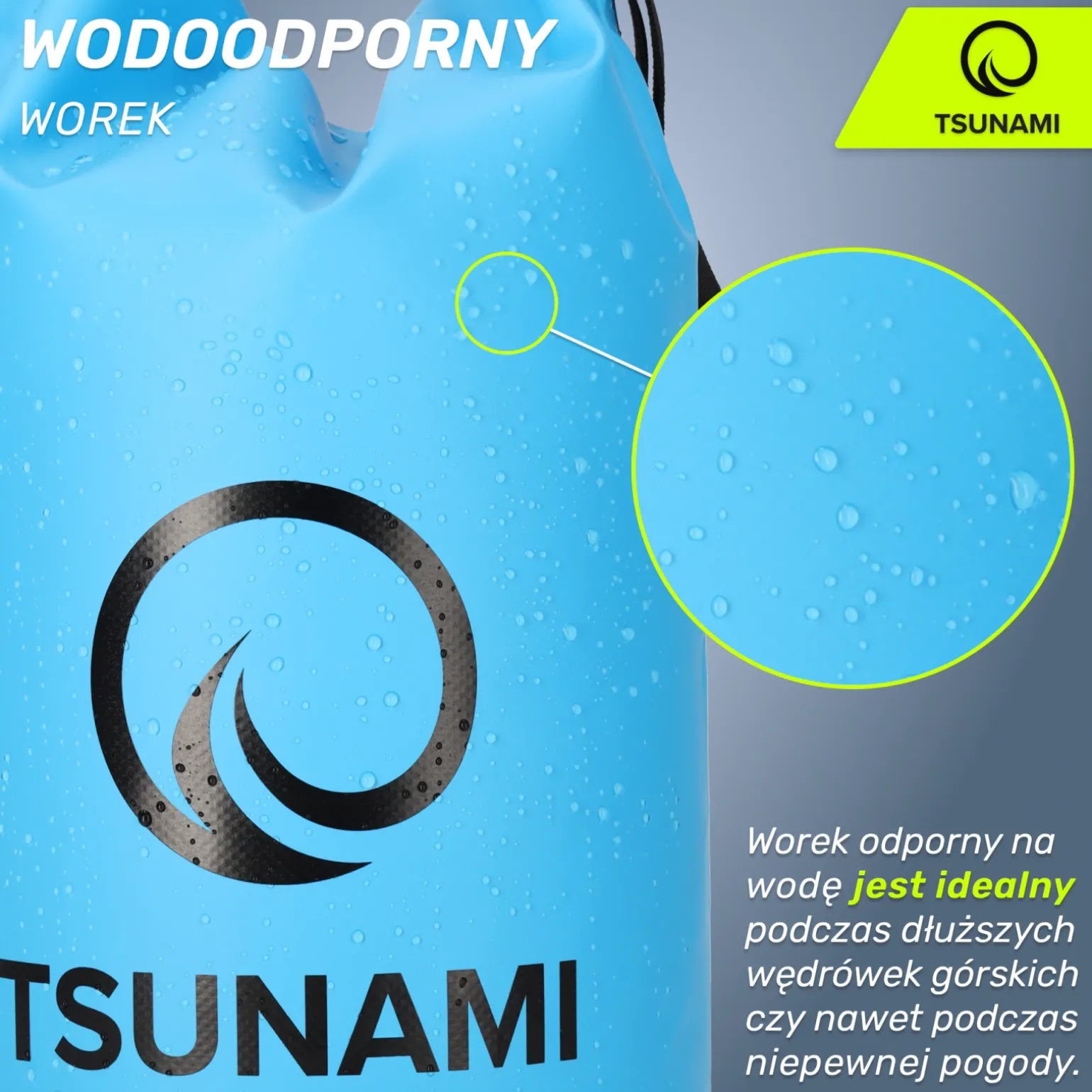 Worek wodoodporny 10 litrów TSUNAMI niebieski