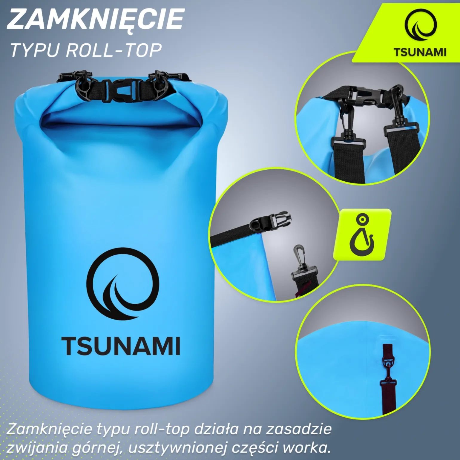 Worek wodoodporny 20 litrów TSUNAMI niebieski