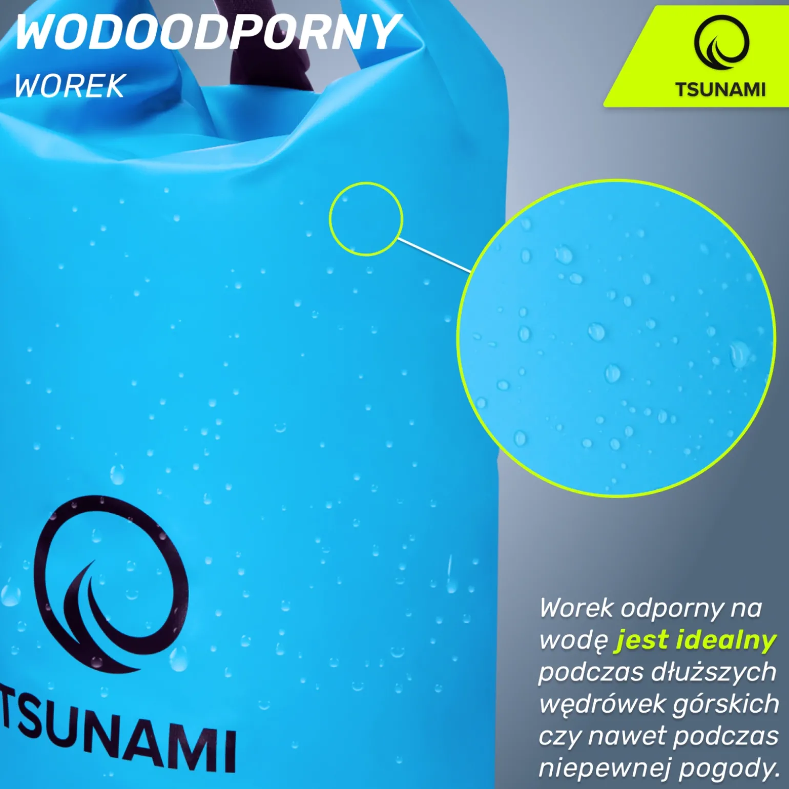 Worek wodoodporny 20 litrów TSUNAMI niebieski