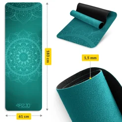 Zamszowa mata do jogi i ćwiczeń 1,5 mm zielona