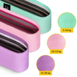 Zestaw 3 gum materiałowych do ćwiczeń HIP BAND