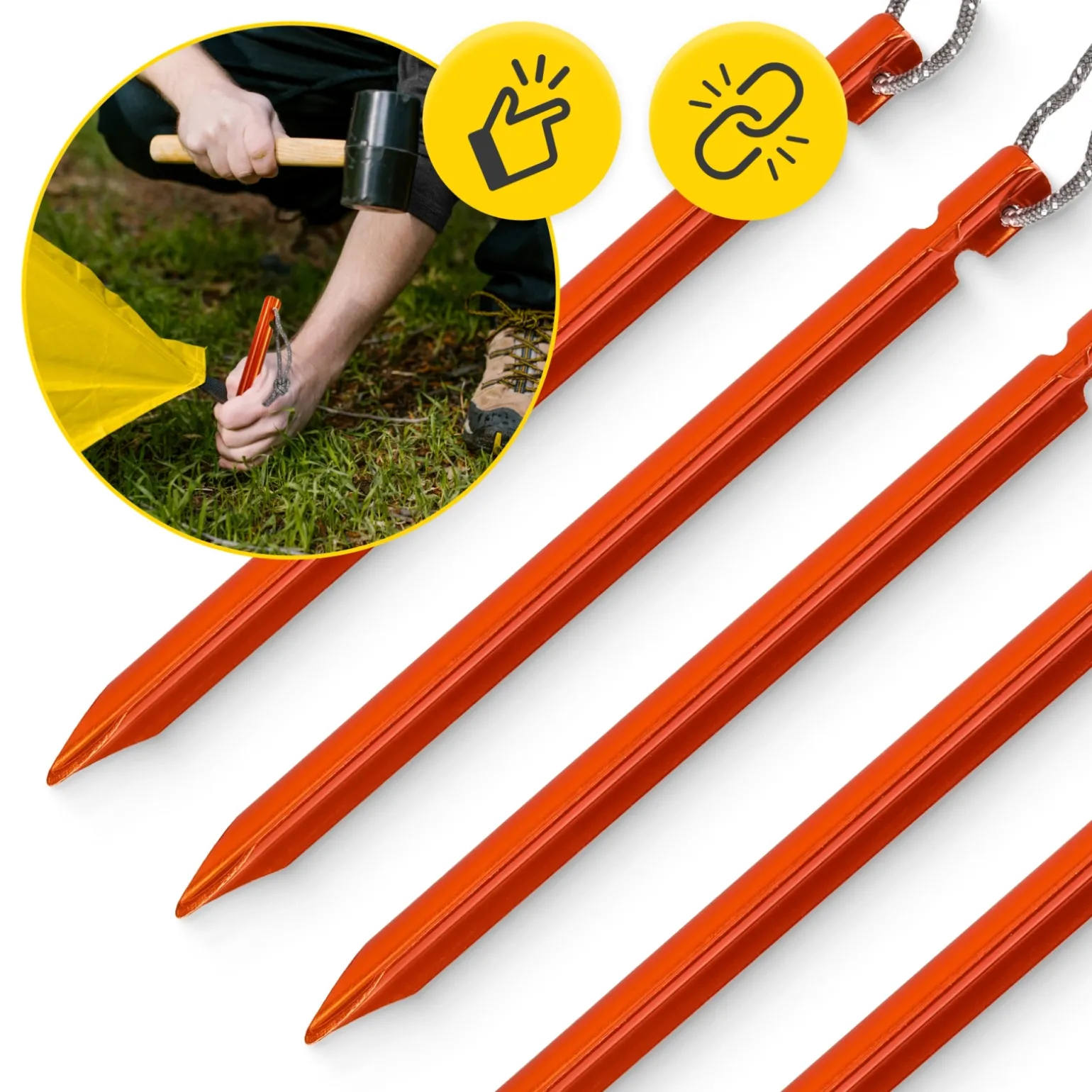 Zestaw aluminiowych śledzi do namiotu 15 cm 10 szt. - trójkątne