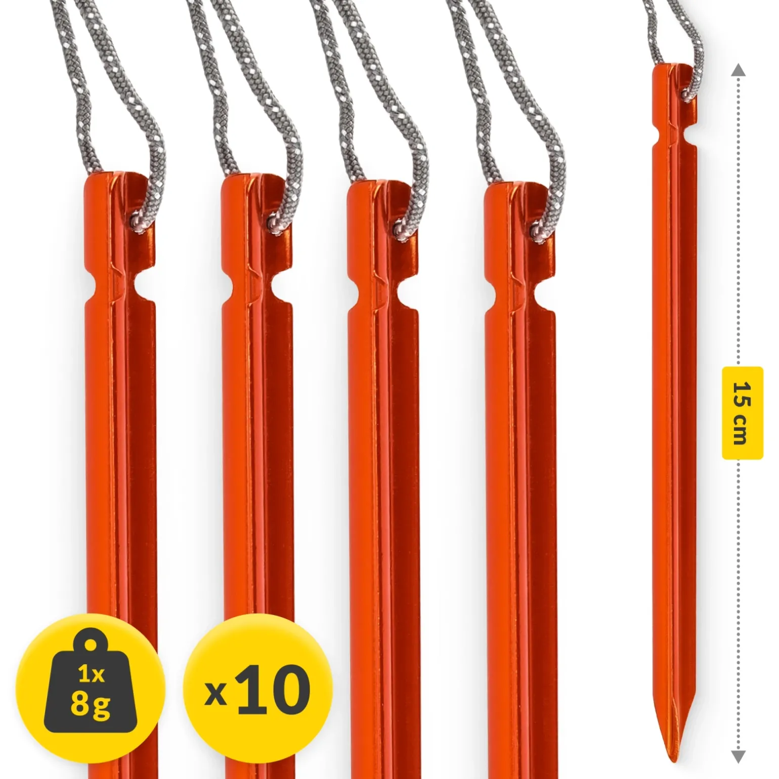 Zestaw aluminiowych śledzi do namiotu 15 cm 10 szt. - trójkątne