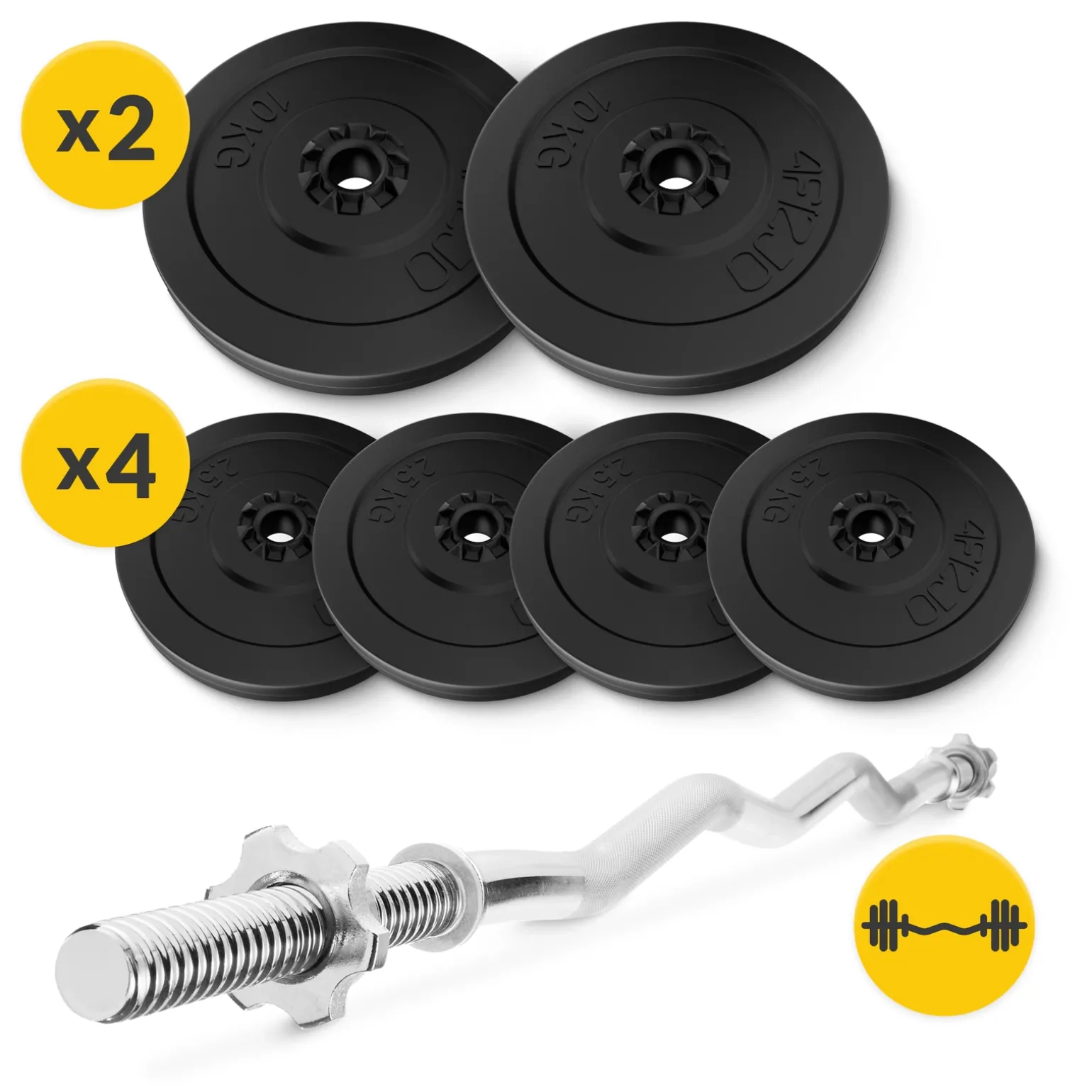 Zestaw kulturystyczny bitumiczny 40 kg + gryf lekko łamany 120 cm
